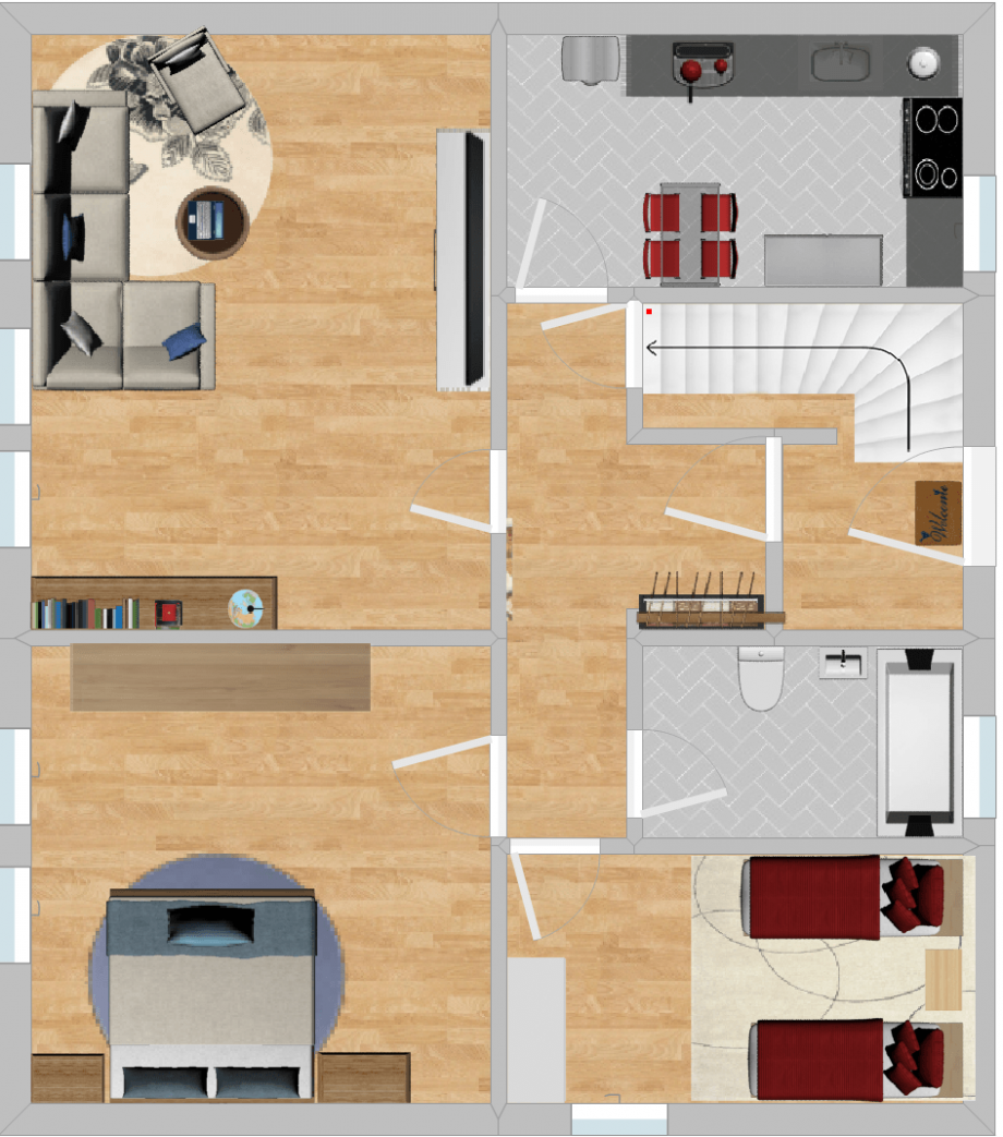 Grundriss EG (nicht ma�stabsgetreu) Haus Gr�ndau