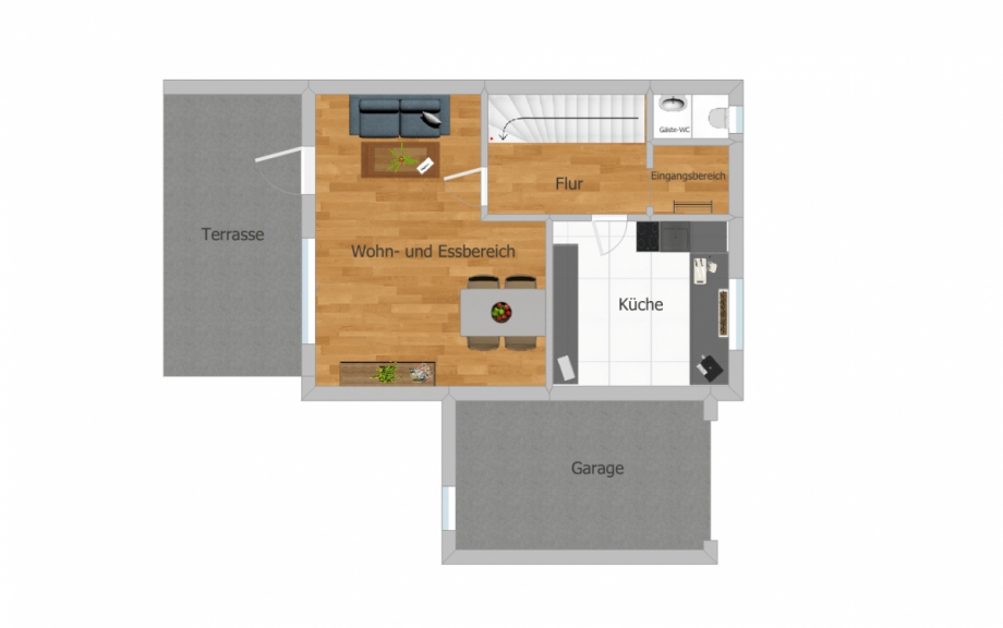 Grundriss EG (nicht ma�stabsgetreu) Haus Erlensee