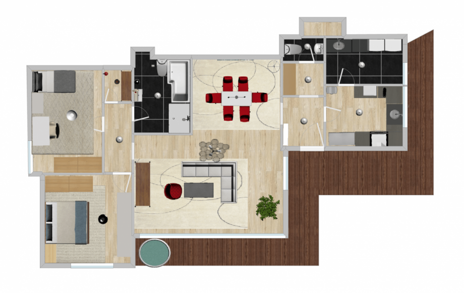 Grundrisse (nicht ma�stabsgetreu) Mehrfamilienhaus Fl�rsbachtal