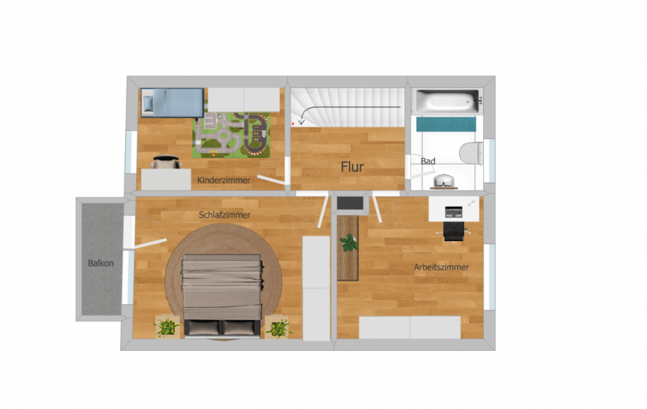 Grundriss OG (nicht ma�stabsgetreu) Haus Erlensee