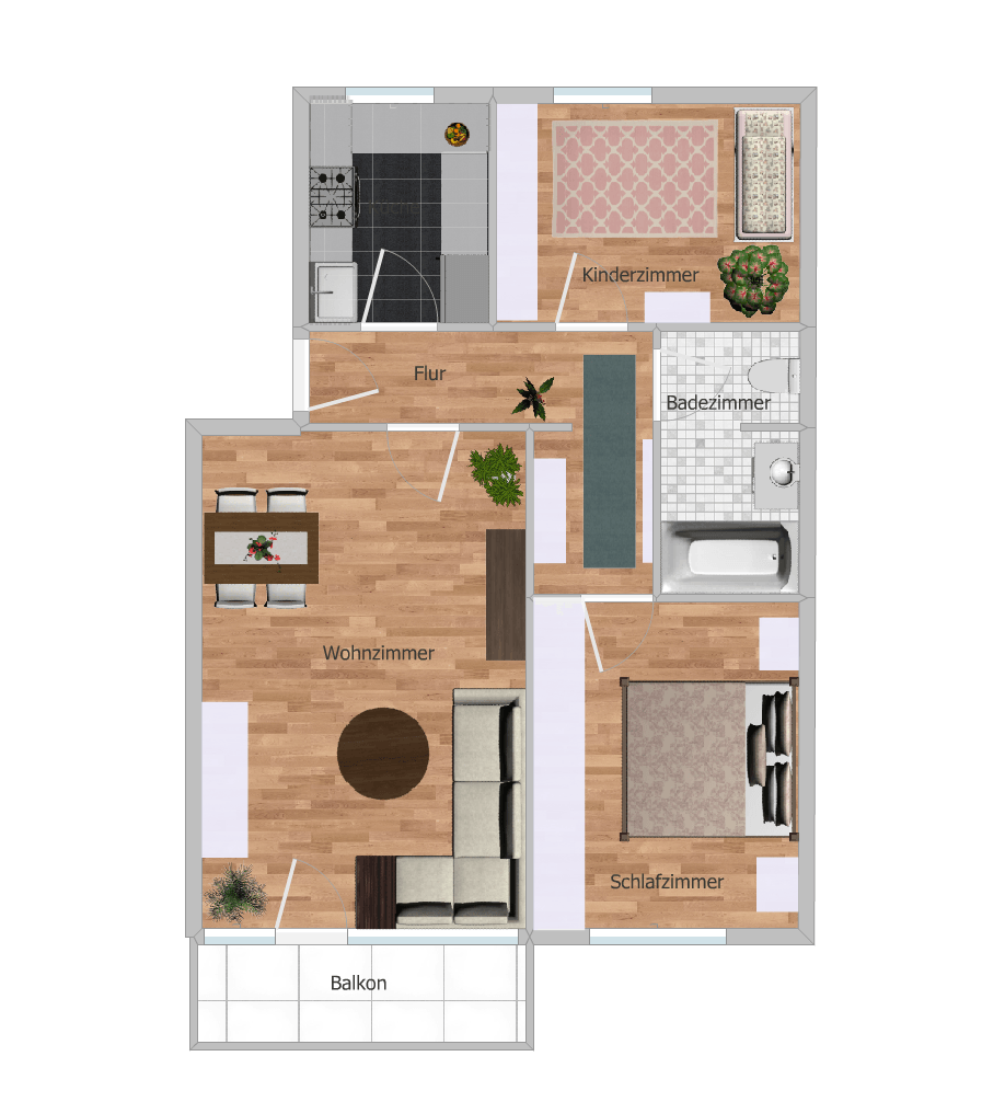 Grundriss (nicht Ma�stabsgetreu) Etagenwohnung Erlensee