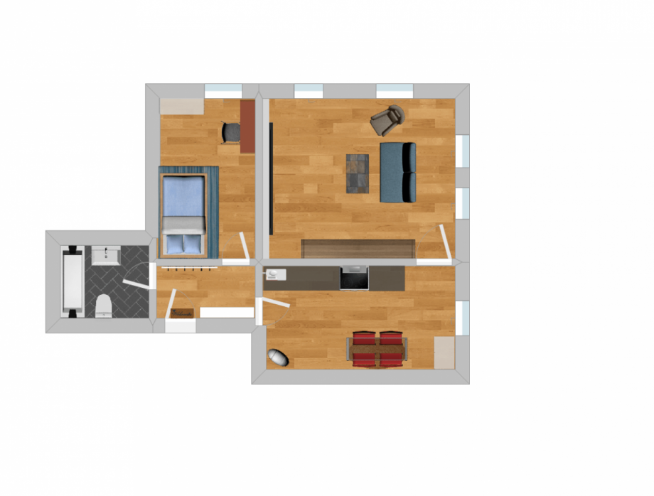 Grundriss (nicht ma�stabsgetreu) Wohnung Bruchk�bel