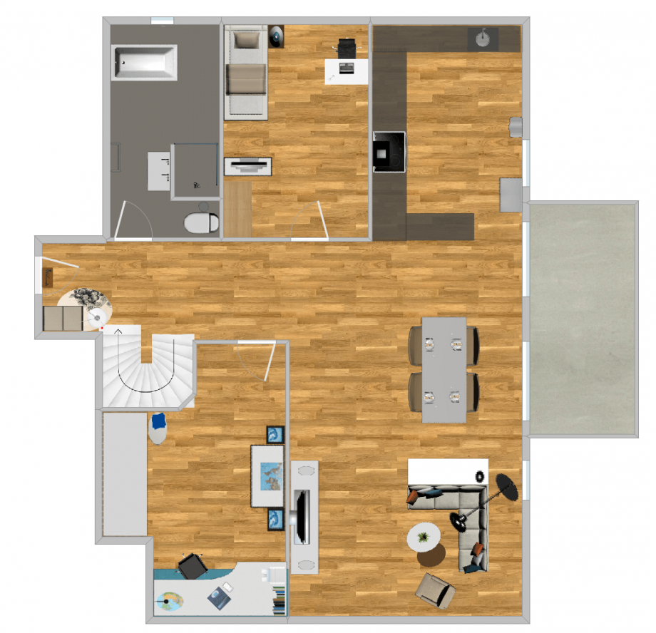 1070_Grundriss-M�bel.png Maisonettewohnung Hanau